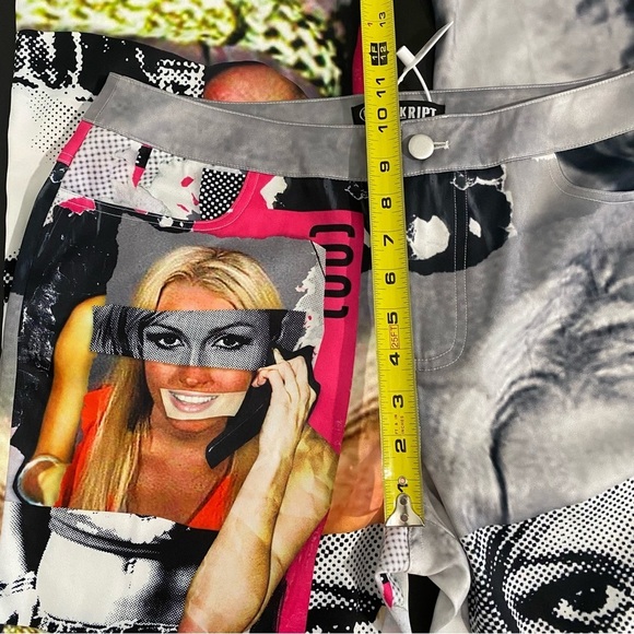 The Kript KRIPT Mugshot Flare Pants Silky New Patchwork Graphic Rare Baddie - Picture 13 of 15